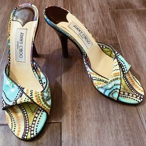 Jimmy Choo Multicolor Print Twist Canvas Sandal